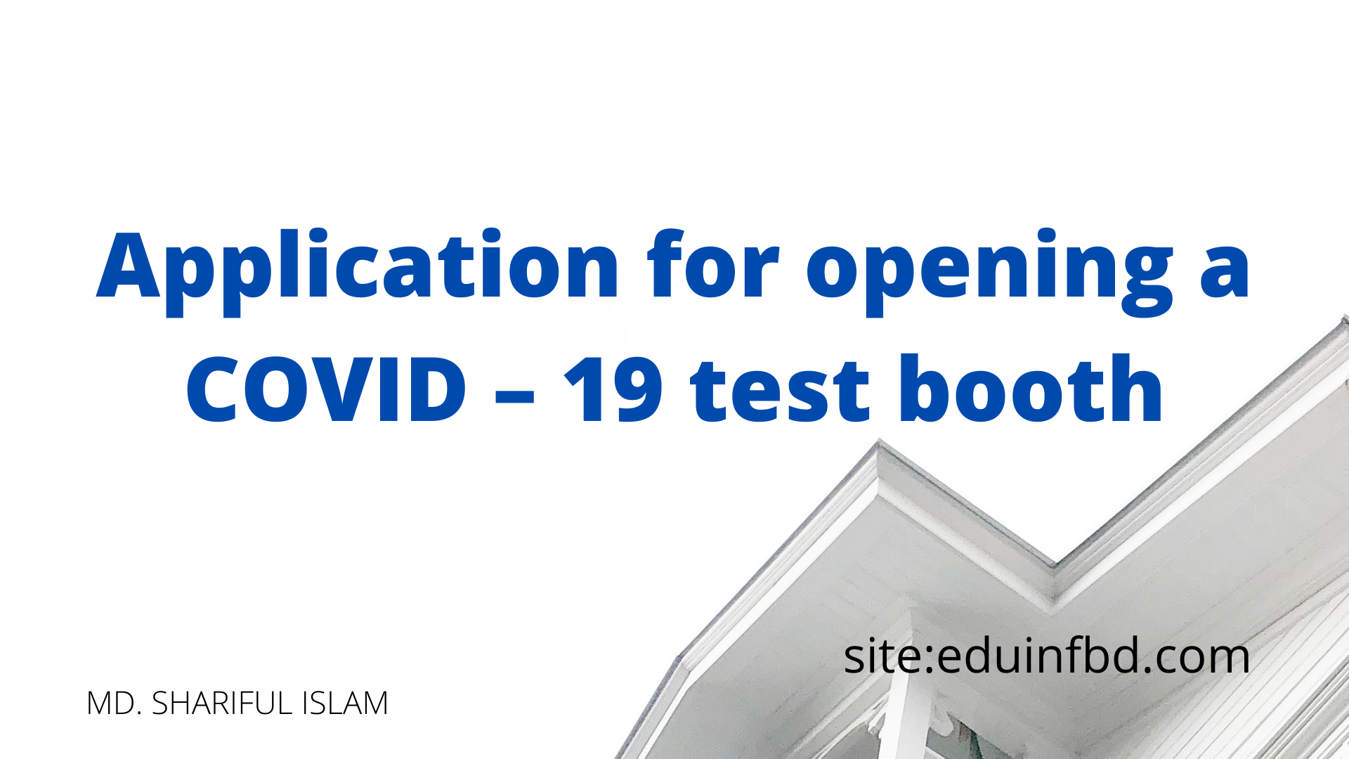 Application for opening a COVID 19 test booth