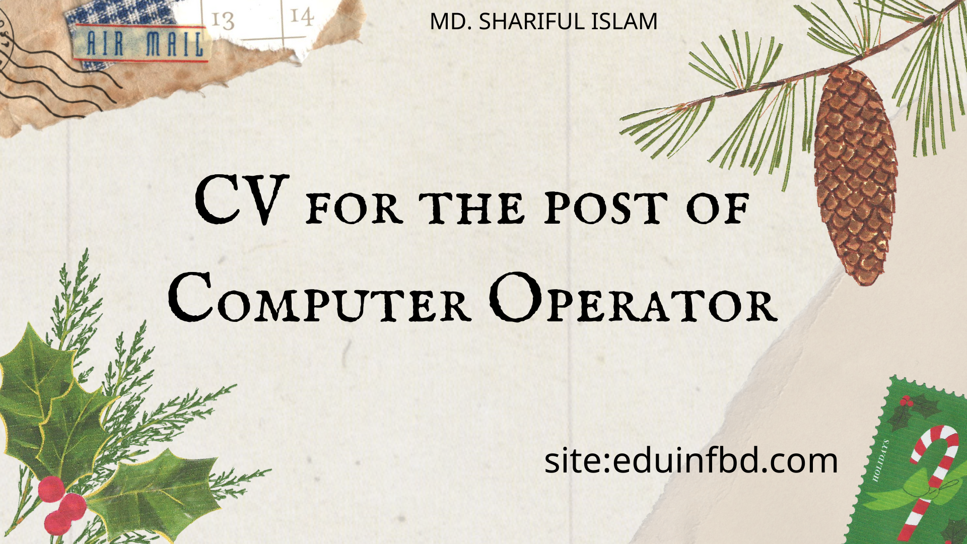 CV for the post of Computer Operator 