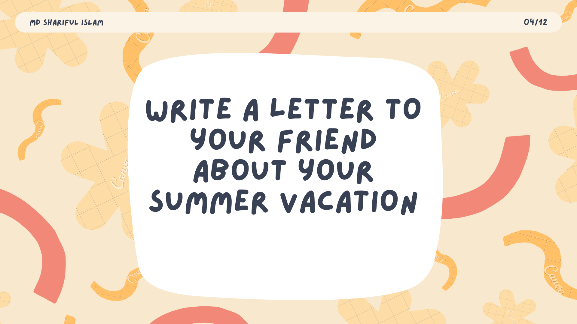letter about summer vacation